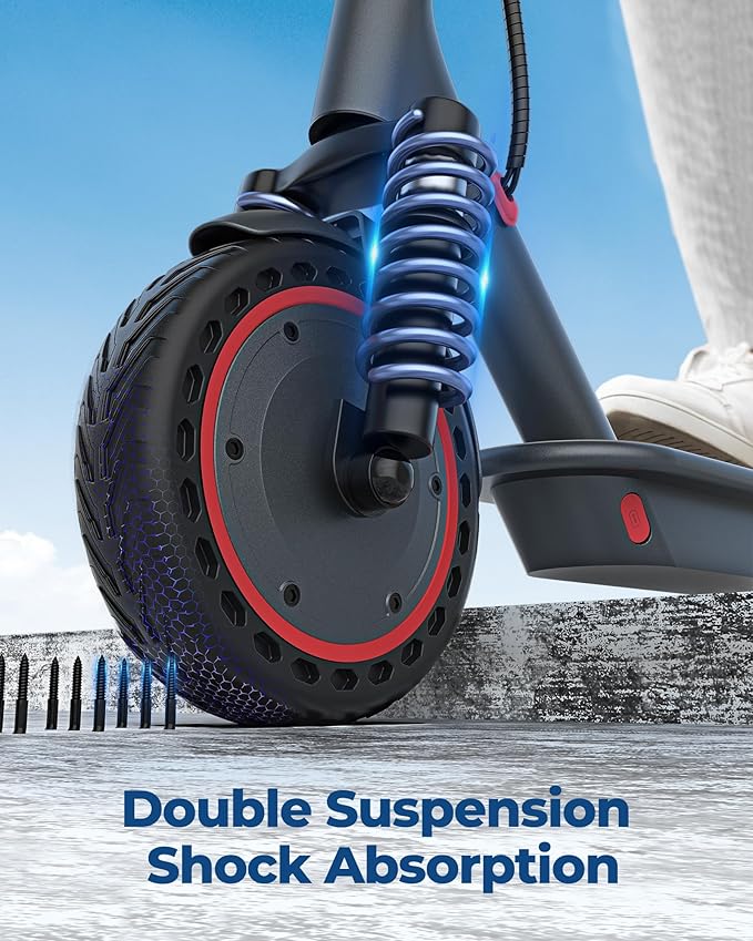 VOLPAM Electric Scooter, 350W/500W Powerful Motor, 8.5"/10" Solid Tires, 19/21Mph, 28/23/21/16 Miles Max Range, Dual Braking