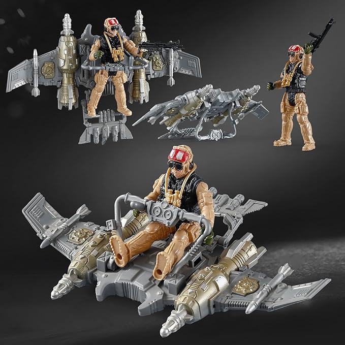 Mr.River US Army Men Action Figures Play Set, Toy Soldiers with Military Weapons Accessories for Kids Boys