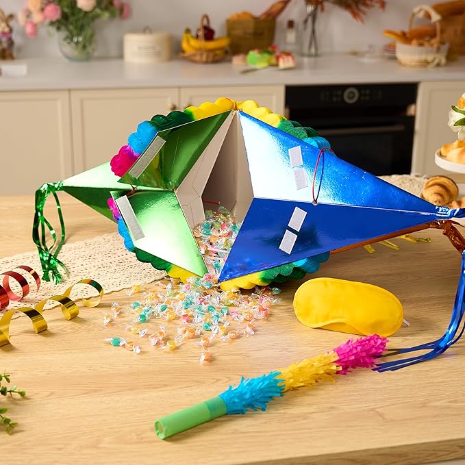 JOYIN 33 Inch Large Star Pinata, Foldable Mexican Fiesta Pinata with Vibrant Honeycomb Center, Traditional Colorful Party Decorations for Cinco De Mayo, Kids Birthday Supplies & Taco Tuesday