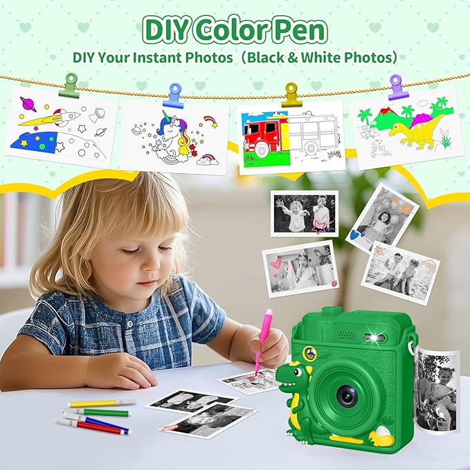 Kids Camera Gifts for Girls Boys - Christmas Birthday Xmas Gift for Girl Boy Age 3 4 5 6 7 8 9 10 11 12 Year Old - Instant Print Digital Toys Ages 3-5 6-8 8-12 Years Olds - Toddler Learning Kid Toy