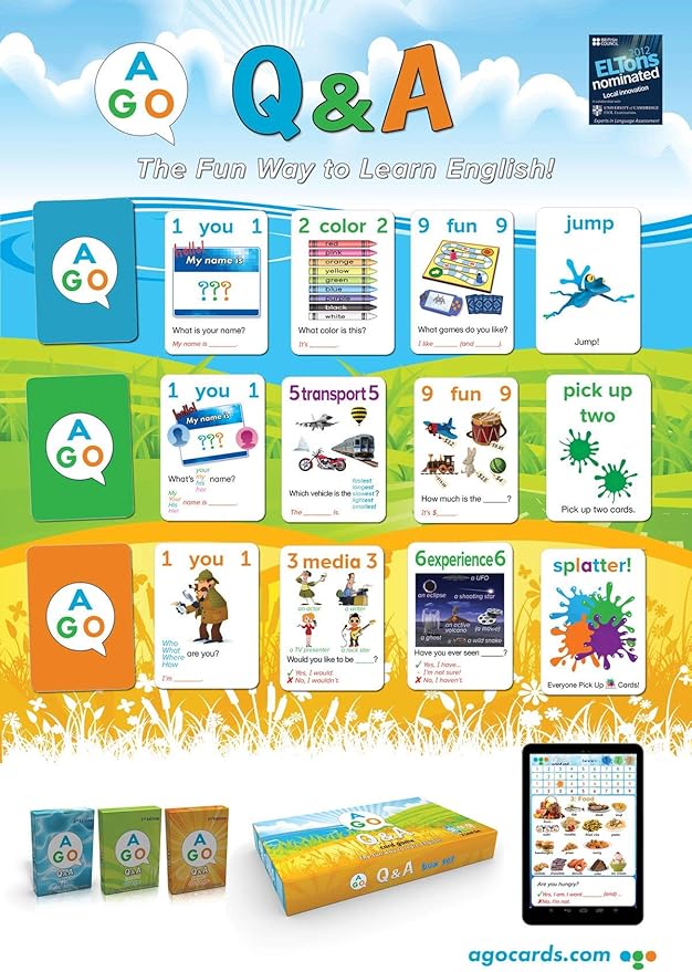 QnA ESL Card Game for Learning English. 3 Level Box Set. Practice English Conversation Through Play!