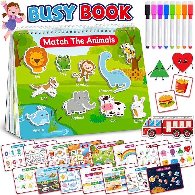 Benresive Montessori Preschool Busy Book for Toddlers 3-5, Preschool Learning Activities, Educational Toys Gifts Ages 3 and Up, Autism Sensory Travel Toys Easter Basket Stuffers for Toddlers