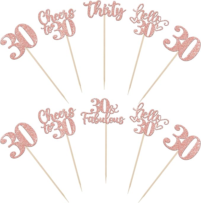 15PCS Happy 30th Birthday Centerpiece Sticks Thirty Hello 30 Cheers to 30 Table Flower Centerpieces Sticks 30 Fabulous Floral Decorations for Happy 30th Birthday Party Centerpieces Supplies Rose Gold