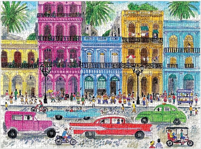 Galison Michael Storrings 1000 Piece Cuba Jigsaw Puzzle for Adults and Families, Illustrated Art Puzzle with Cuban Art Deco Scene