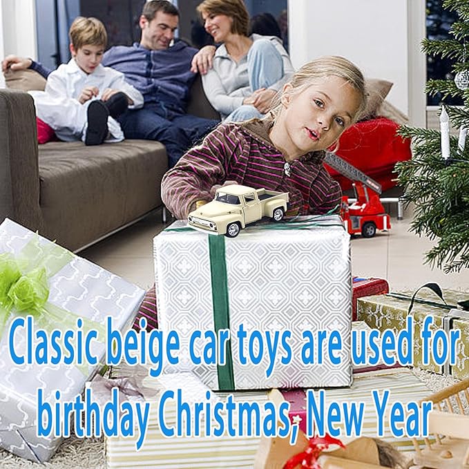 Little Beige Truck Toy for Toddlers 2 3 4 5 6 7 8 Year Old Boys Girls,1:32 Alloy Toddlers Car Toy Driveable,Car Door Can Open,Toy Trucks for Kids Easter Christmas Birthday Gifts
