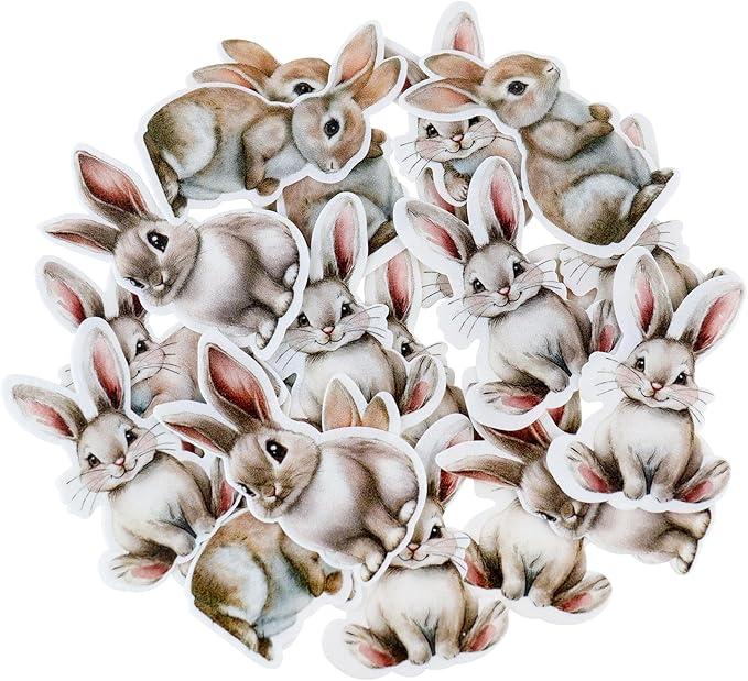 Ercadio 40 Pack Edible Cute Rabbit Cupcake Toppers Funny Bunny Cupcake Picks Realistic Rabbit Cupcake Toppers for Easter Day Theme Baby Shower Birthday Party Decor Supplies