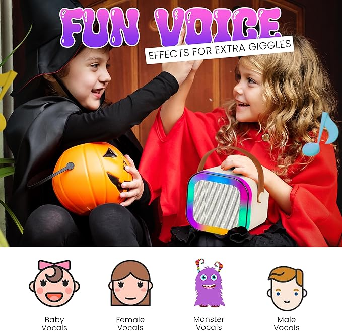 Mini Karaoke Machine Toy for Kids with 2 Wireless Microphones - Portable Bluetooth Kids Karaoke Machine, Fun Singing System for Children, Ideal Gift for Girls and Boys