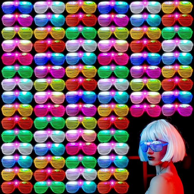 Honoson 120 Pcs LED Glasses Light Up Glasses Glow in the Dark Party Supplies Glow Sticks Sunglasses Neon Favors for Adult Wedding Birthday Rave Carnival (10 Color)