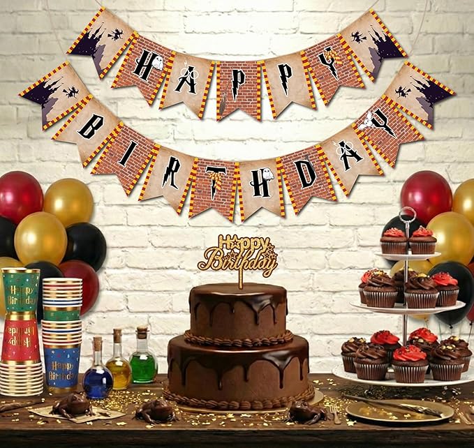Wizard Happy Birthday Banner 10 Feet Wizard Party Decorations Magical Birthday Decorations Magical Party Decorations Wizard Backdrop Wizard Props for Room Decorations