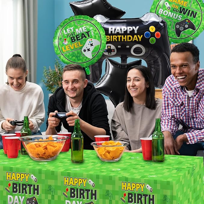 5 Pcs Video Game Party Decoration, Level Up Birthday Balloons，Video Game Foil Balloon for Game On Birthday Party Supplies