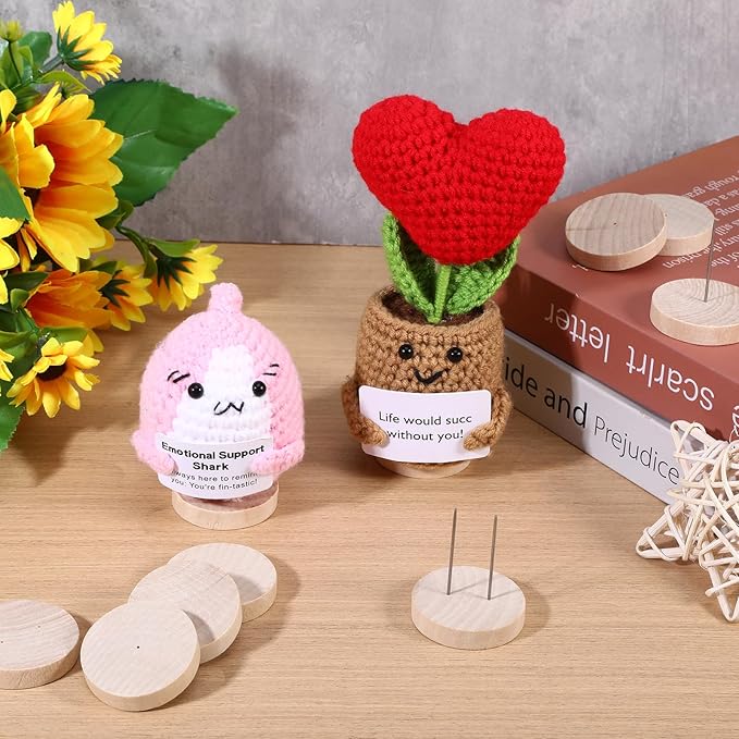 12 Pcs Double Steel Needle Crochet Doll Stand, Wooden Knitted Doll Holder for Displaying Mini Crochet Toys, Perfect Base for Emotional Support Toy, Action Figures, Collectibles