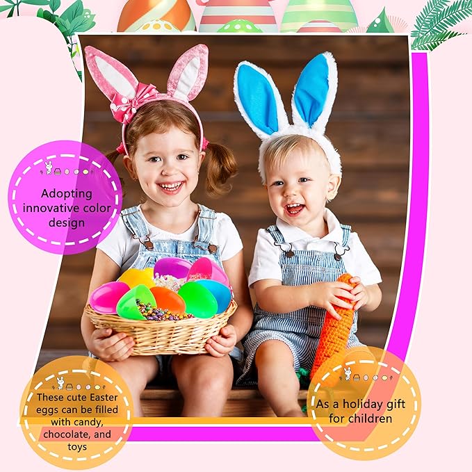 4 Inch Plastic Fillable Easter Eggs 36/54/ 66/78 pcs Large Colorful Easter Egg Big Flat Bottom Eggs Bulk for Easter Basket Fillers Egg Hunt Party Supplies (36 Pcs (6 Color) - Flat Bottom (4 Inch))