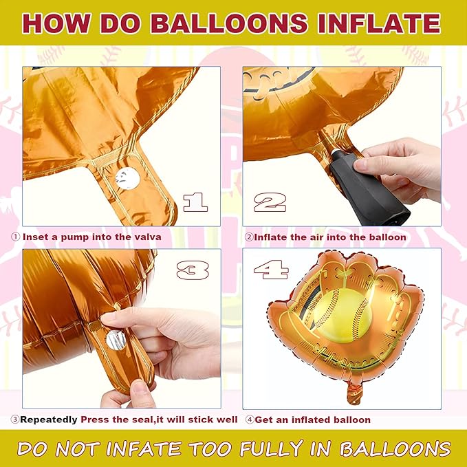Softball Party Balloons,12pcs Softball Glove Foil Balloons,Bat Balloon confetti balloon for Sports Theme Supplies Gender Reveal Baby Shower Decoration,Boys Girls Birthdays Party Supplies