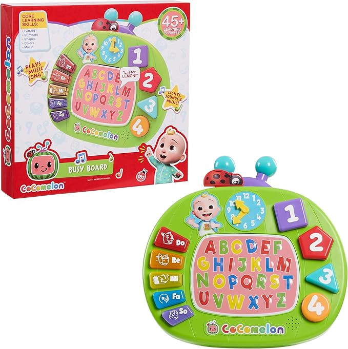 Just Play CoComelon Learning Melon Busy Board, Over 45 Phrases, Preschool Learning and Education, Kids Toys for Ages 18 Month, Amazon Exclusive