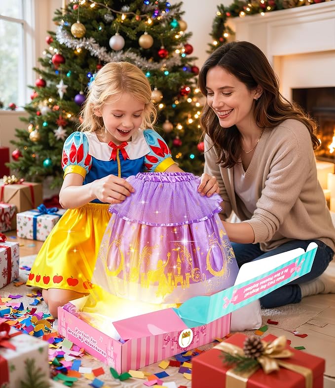 Princess Dress Up Clothes, Princess Dress Up Costume for Toddler Girls, Little Girls Princess Toys, Kids Dress Up & Pretend Play Sets Christmas Birthday Gifts for Kids Grandkids 3 4 5 6 Years