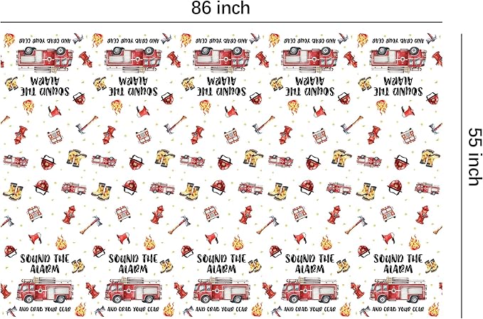 Fire Truck Birthday Decorations Supplies Tablecloth for Kids, 3Pcs Disposable Sound The Alarm Theme Firefighter Party Table Cover Decorations for Fireman Birthday Baby Shower, 55in x 86in