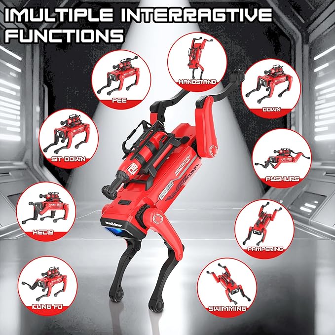 Fireman Robot Dog - Interactive STEM Pet with Voice Control, 30+ Actions & Remot contol, Durable Design for Kids Age 6+（Red）