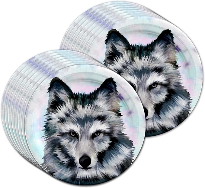 Wolf Birthday Party Supplies Set Plates Napkins Cups Tableware Kit for 16