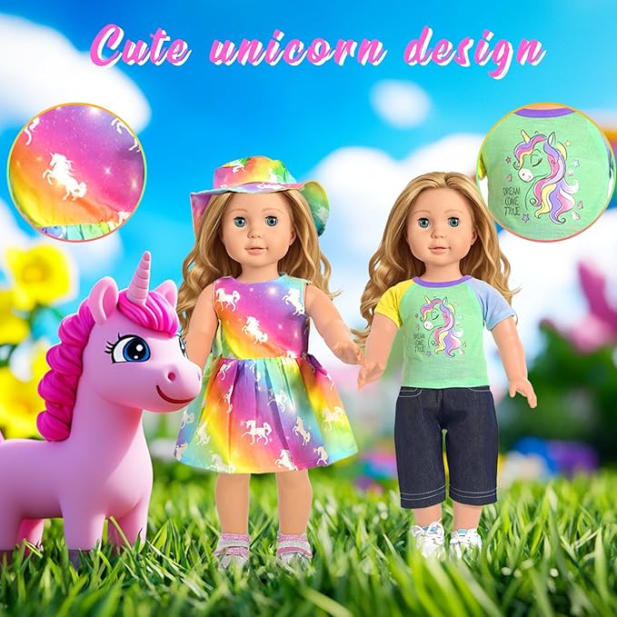 American 18 inch Doll Clothes Accessories, 18PCS Doll Clothes Outfit Dress for 18 inch, Valentine's Gift for Girls(10 Set)