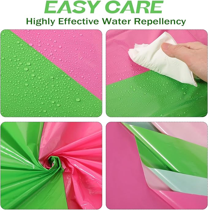 Peryiter 6 Pcs Plastic Pink and Green Tablecloths Witch Pink and Green Party Supplies Disposable Tablecloth Waterproof for Birthday Halloween Party Decorations, 54 x 108 Inches