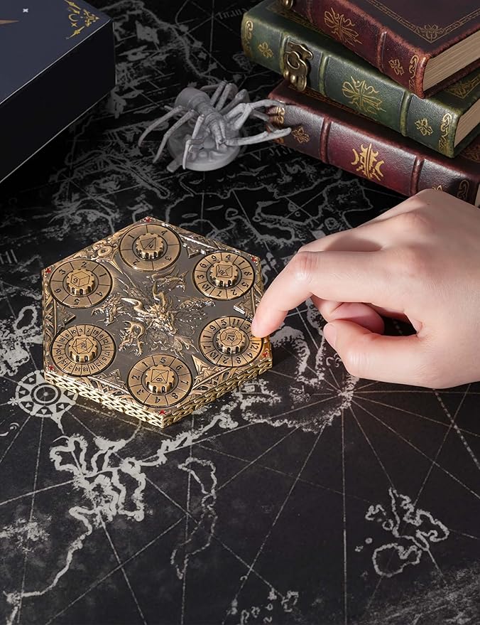 D&D Dice Set,7PCS Metal Dice for Dungeons and Dragons,Mini Dice Set with Pocket Watch Case,Role Playing Board Games Accessories (Dragon, Gold-S)