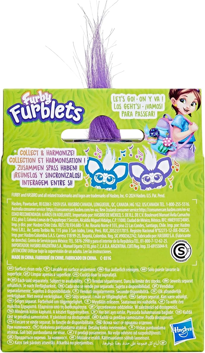 Furby Furblets Star-Lee Mini Friend, 45+ Sounds, Galaxy Music, Speaks Only Furbish, Electronic Plush Toys, Interactive Pets, Dark Blue, Back to School Gifts, Ages 6+