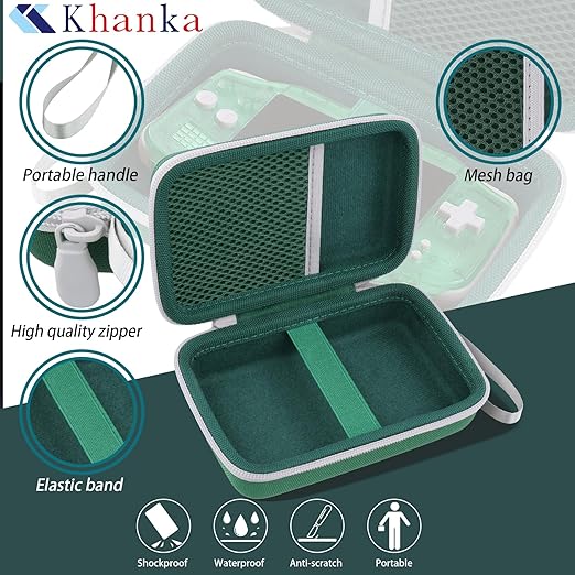 khanka Hard Travel Case Replacement for Anbernic RG34xx Handheld Game Console,Case Only. (Green)
