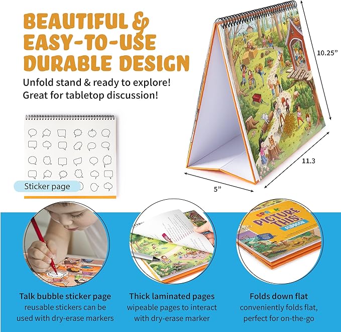 Picture Book and Emotion Cards, Picture Story Cards, Social Emotional Learning Activities, Autism Homeschooling, Educational Busy Book, Speech Therapy Materials (WH Question Flipbook)