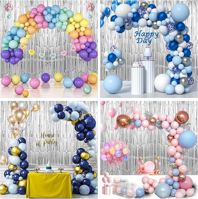 3 Pack 3.3 x 9.9 ft Silver Foil Fringe Backdrop Curtain, Streamer Backdrop Curtains, Streamers Birthday Party Decorations, Tinsel Curtain for Parties, Galentines Decor, Preppy, Photo Booth