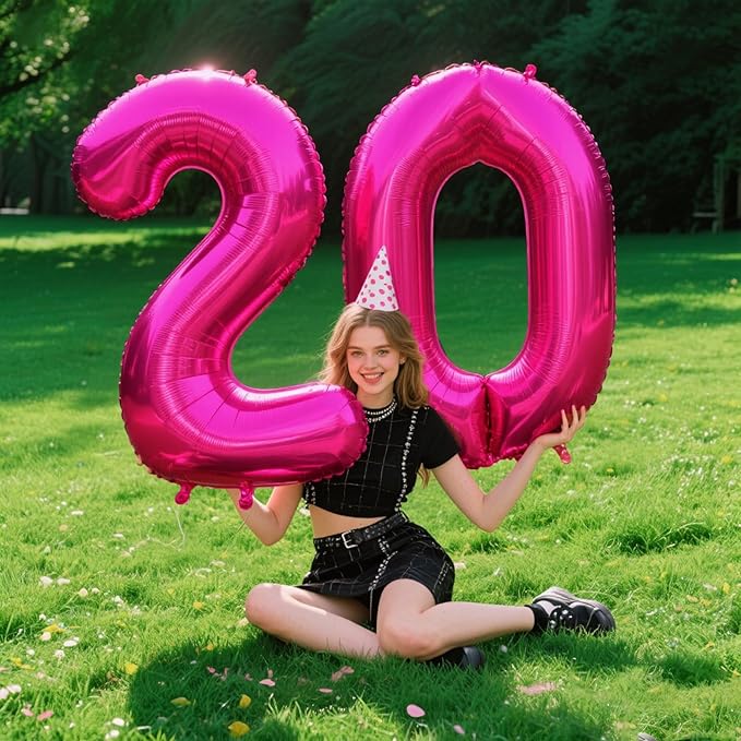 Rose Red Number 0 Balloon 40 Inch,Jumbo Giant Mylar Hot Pink Number 0,Big Large Foil Helium Number Balloons, Balloons for 10 20 30 100 Birthday Party Decorations Supplies Anniversary Celebration