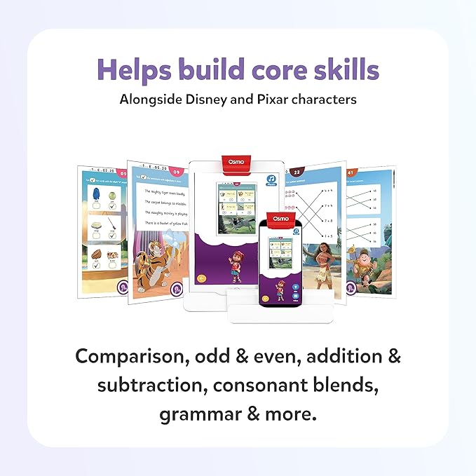 BYJU’S Learning: Disney 1st Grade Premium Edition for iPhone & iPad (App+8 Workbooks) Ages 5-7, Featuring Disney & Pixar Characters-Reading, Addition/Subtraction, Writing&Phonics-Osmo Base Included
