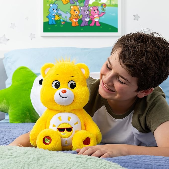 Care Bears 14" Funshine Bear Plushie - Medium Size - Yellow Plush for Ages 4+ – Perfect Stuffed Animal Holiday, Birthday Gift, Super Soft and Cuddly – Good For Girls and Boys, Employees, Collectors