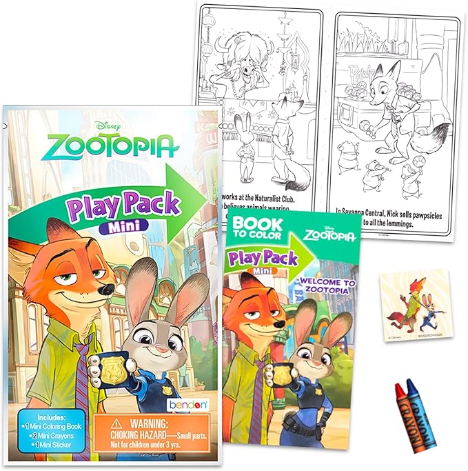 Zootopia Mini Party Favors Set for Kids - Bundle with 24 Mini Zootopia Grab n Go Play Packs with Coloring Pages, Stickers and More | Disney Zootopia Birthday Party Supplies