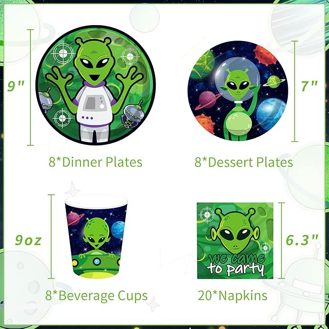 LaVenty Alien Theme Birthday Decoration Alien Prop Outer Space Party Decorations Alien Banner UFO Theme Birthday Party Supplies