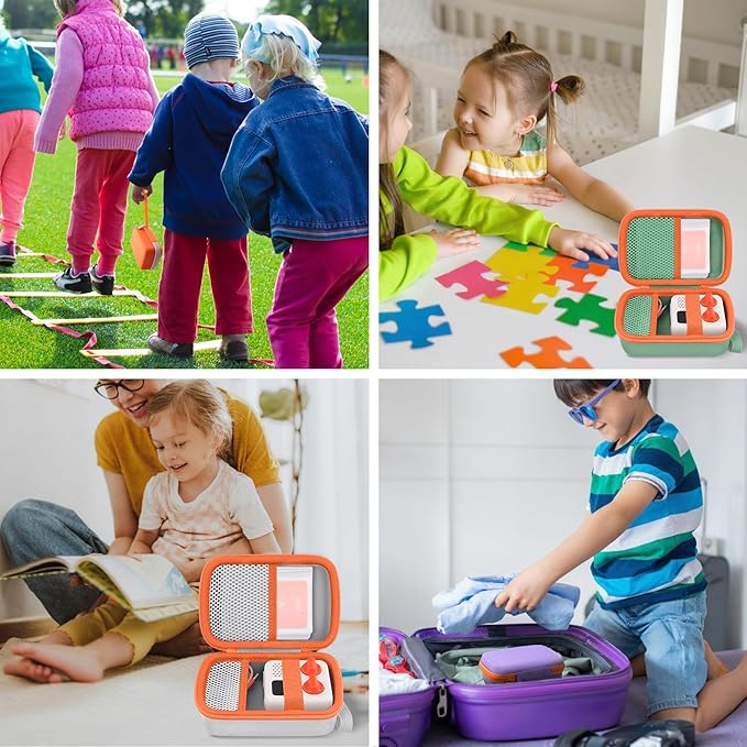 co2CREA Hard Case Compatible with Yoto Mini 2024 Edition Kids Audio Music Player Children Speaker Plays Audiobook Cards Radio and Card Holder Hold up to Yoto 36 Cards, Grey Case