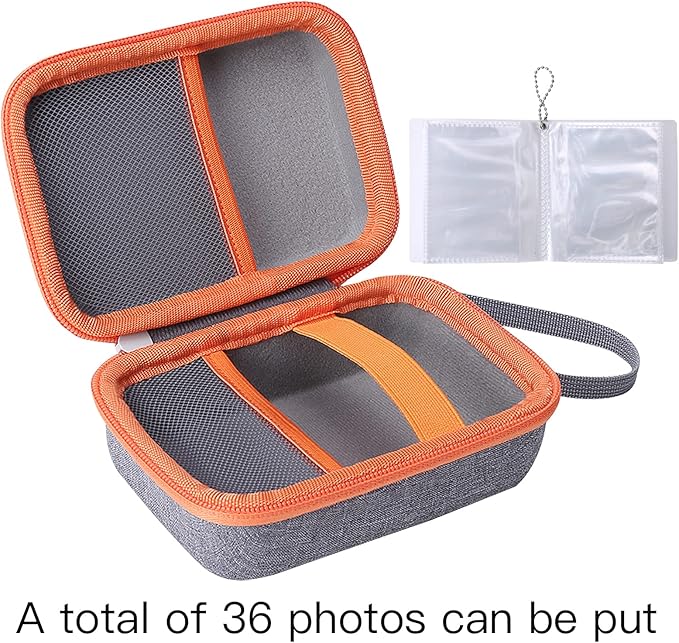 co2CREA Hard Case for Yoto Mini Kids Audio Music Player & Radio, Grey Case + Orange Zipper, Holds Up to 36 Yoto Cards