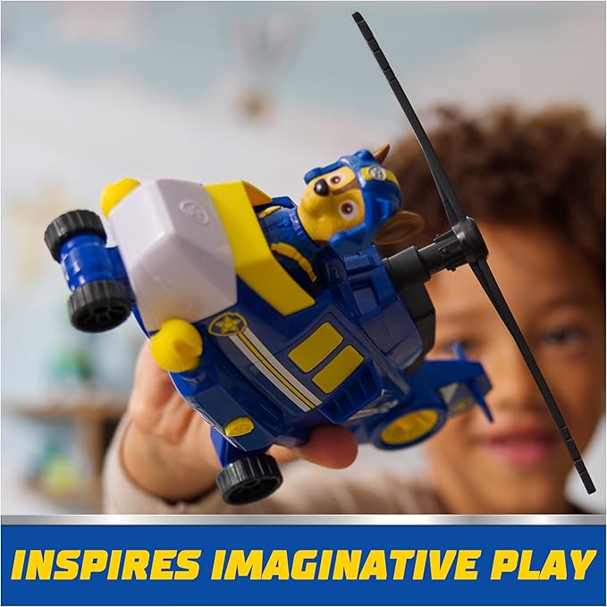 PAW Patrol: Air Rescue Chase Action Figure & Hero Helicopter Toy with Projectile Launcher & 2 Projectiles, Kids Toys for Boys & Girls Ages 3+