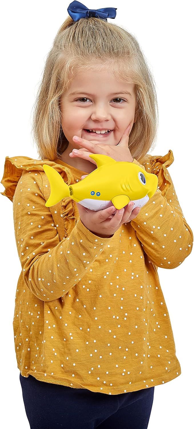 Robo Alive Junior Baby Shark New Silicon Fins Version Singing and Swimming Baby Shark (Yellow) by ZURU
