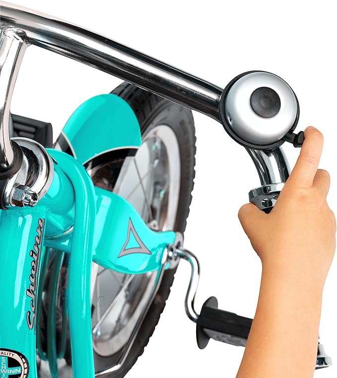 Schwinn Roadster Bike for Toddler, Kids Classic Tricycle, Low Positioned Steel Trike Frame with Bell and Handlebar Tassels, Rear Deck Made of Genuine Wood, for Boys and Girls Ages 2-4 Year Old, Teal