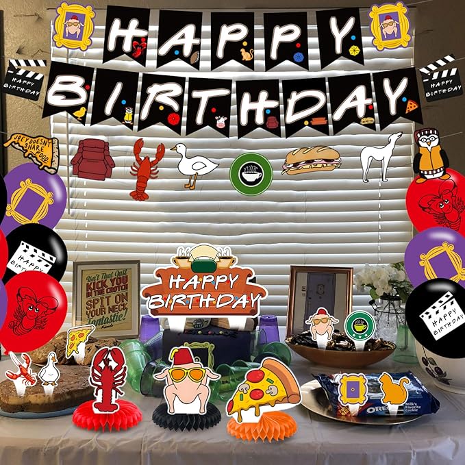 Friends Birthday Party Supplies, Friends Tv ShowParty Decorations Set Include Banner, Centerpieces, Balloons, Cake Cupcake Toppers for TV Show Fans Party Decor