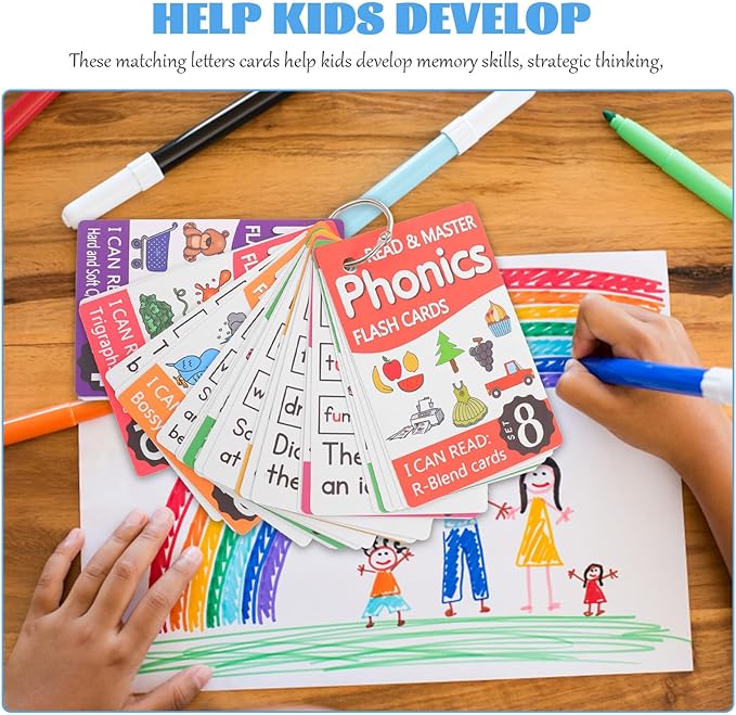 SUPVOX Phonics English Spelling Cards for Educational Brain-Developed Learning Flash Cards Metal Rings Random Cover for Preschool Boys