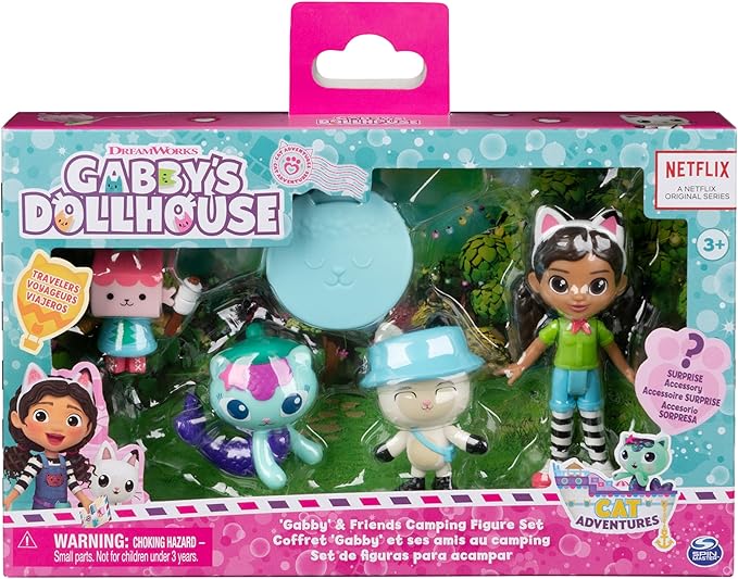 DreamWorks GABBY'S Dollhouse Campfire Gift Pack with Gabby Girl, Pandy Paws, Baby Box & Mercat Toy Figures, Collectible Kids Toys for Girls & Boys 3+
