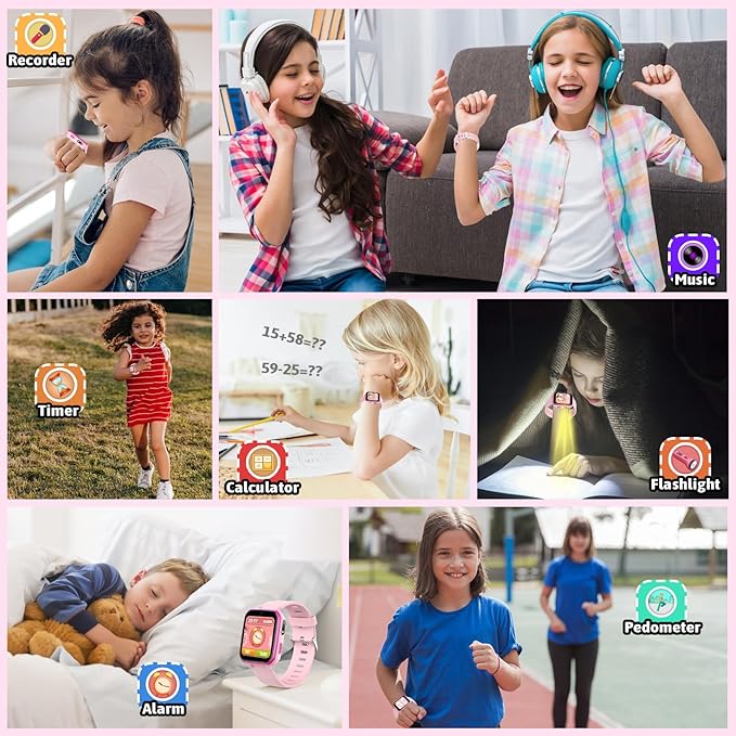 zicor Kids Game Watch Gift with 26 Puzzle Games, Dual Camera, Music Player, Pedometer, Video Recorder, Flashlight, Alarm Clock, Educational Toy for Boys and Girls Age 4-12, Birthday Chritmas Gift