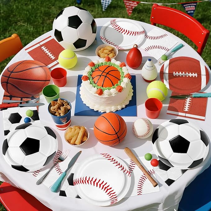 Gatherfun Sports Themed Birthday Party Kit for 40 - Includes Sports Themed Plates and Napkins for Boys Sports Theme Party Decorations Supplies