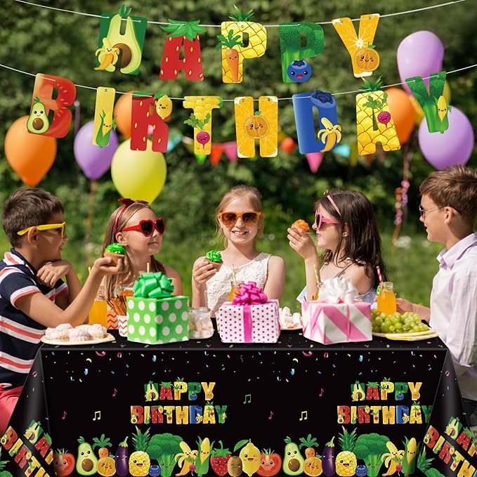 Zhehao 172 PCS Dancing Fruit Party Decorations Include Fruit Birthday Tableware Set Fruit Theme Banner Summer Fruit Party Tablecloths for Dancing Fruit 1st Birthday Baby Shower Party Supplies Decor