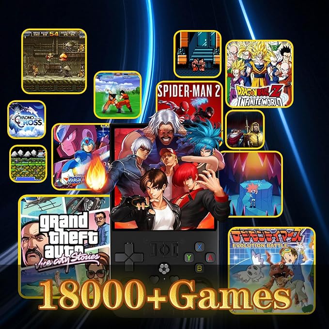 Retro Game Console R36MAX Handheld Game Console with 64GB Preloaded Games, Save/Load Function, 4.0" HD IPS Screen, Portable Emulator Console for Family, Adults & Nostalgic Players (Blue R36MAX 4.0")
