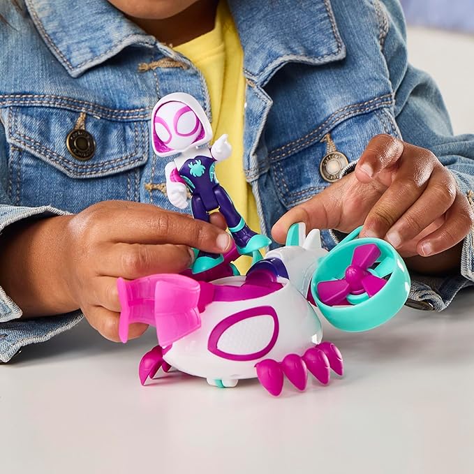 SPIDEY AND HIS AMAZING FRIENDS Marvel Ghost-Spider Copter Toy Vehicle with 3-Inch Action Figure & Accessory, Super Hero Toys, Kids Ages 3+