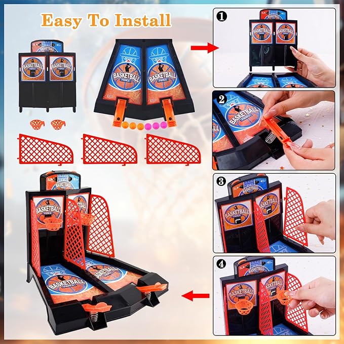 Mini Tabletop Basketball Game Desktop Basketball Games Basketballs Shooting Games Toy Basketballs Arcade Game Table for Adults Kids Office Stress Relief Birthday Gifts