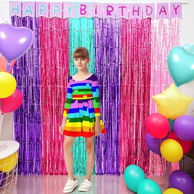 Cute Dollhouse Birthday Decorations, Including 2 Pack Dollhouse Party Streamers, 24pcs Doll House Balloons & 1pcs Doll House Birthday Banner for Doll-House Party Photo Backdrop Supplies