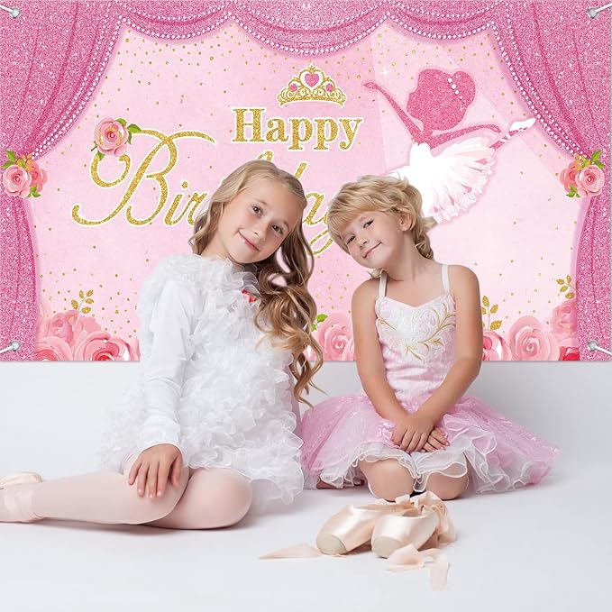 Ballerina Birthday Party Decorations 5 x 3 ft Cute Ballet Photography Backdrops for Girls Birthday Baby Shower Dance Ballerina Party Supplies Decorations
